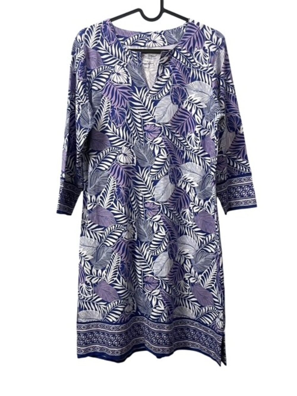 Coolibar UPF 50+ Oceanside Tunic Dress Sun Protection Purple White Size Small
